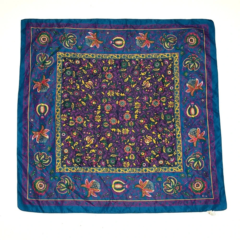 Vintage Floral Scarf Womens OS Teal Purple